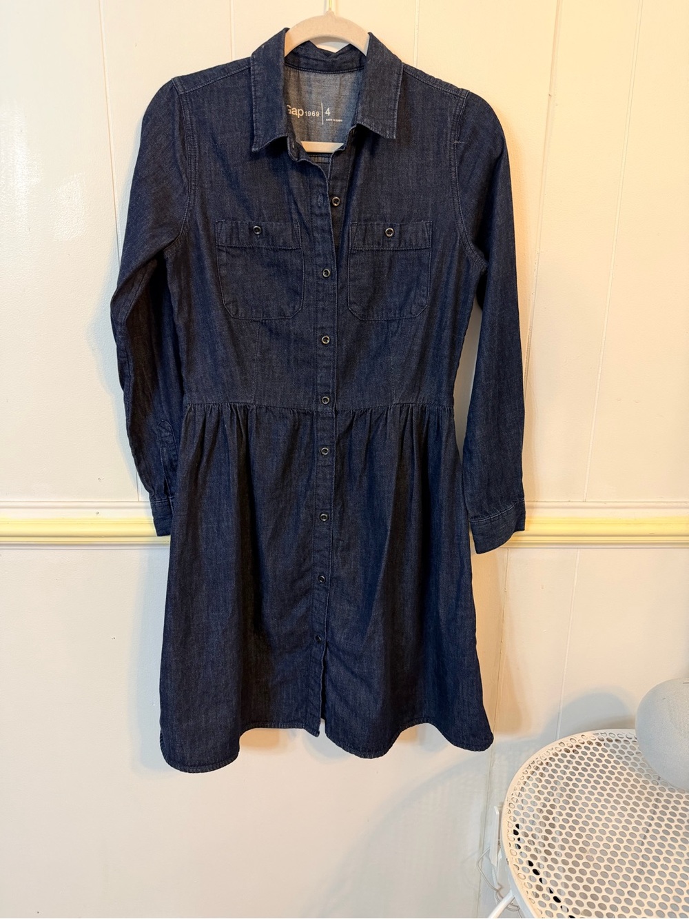 GAP Women's Button-Front Denim Dress in Dark Wash